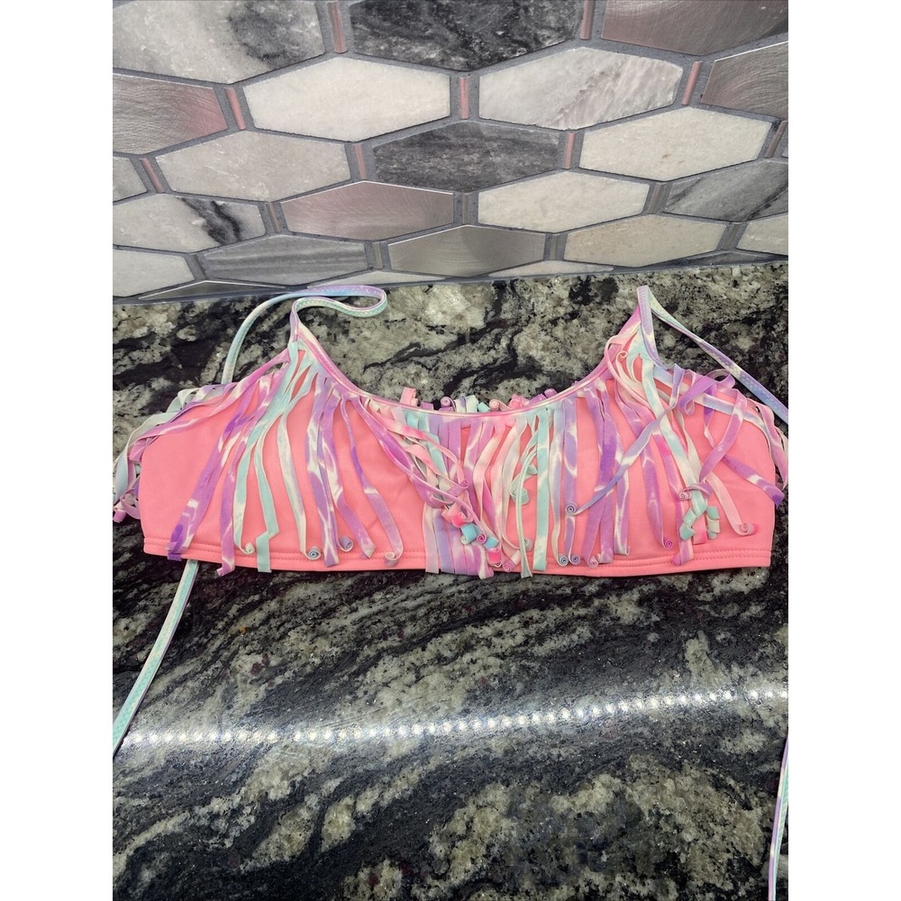 Victorias Secret PINK multi color fringe‎ Bikini padded medium
